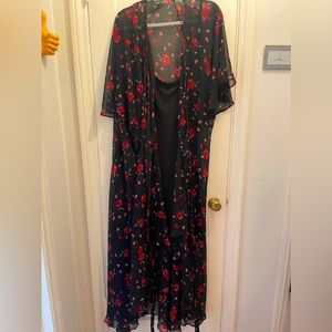 City Chic sheer long flowy dress with floral pattern.